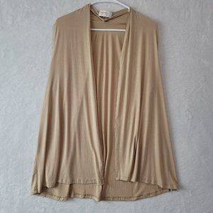 Renee C Woman's Bamboo Sleeveless Cardigan Size Large Nude Made In USA